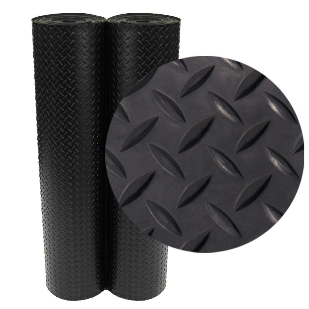 Rubber Cal Diamond Plate 4 Ft X 9 Black Flooring 36 4 Ft X 9 Black Rubber Flooring