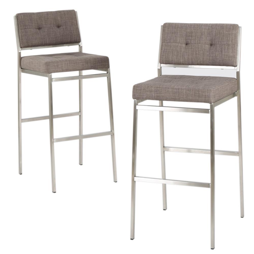 Le House Qyto 30 In Light Grey Tufted Fabric Barstools Le House Qyto 30 In Light Grey Tufted Fabric Barstools