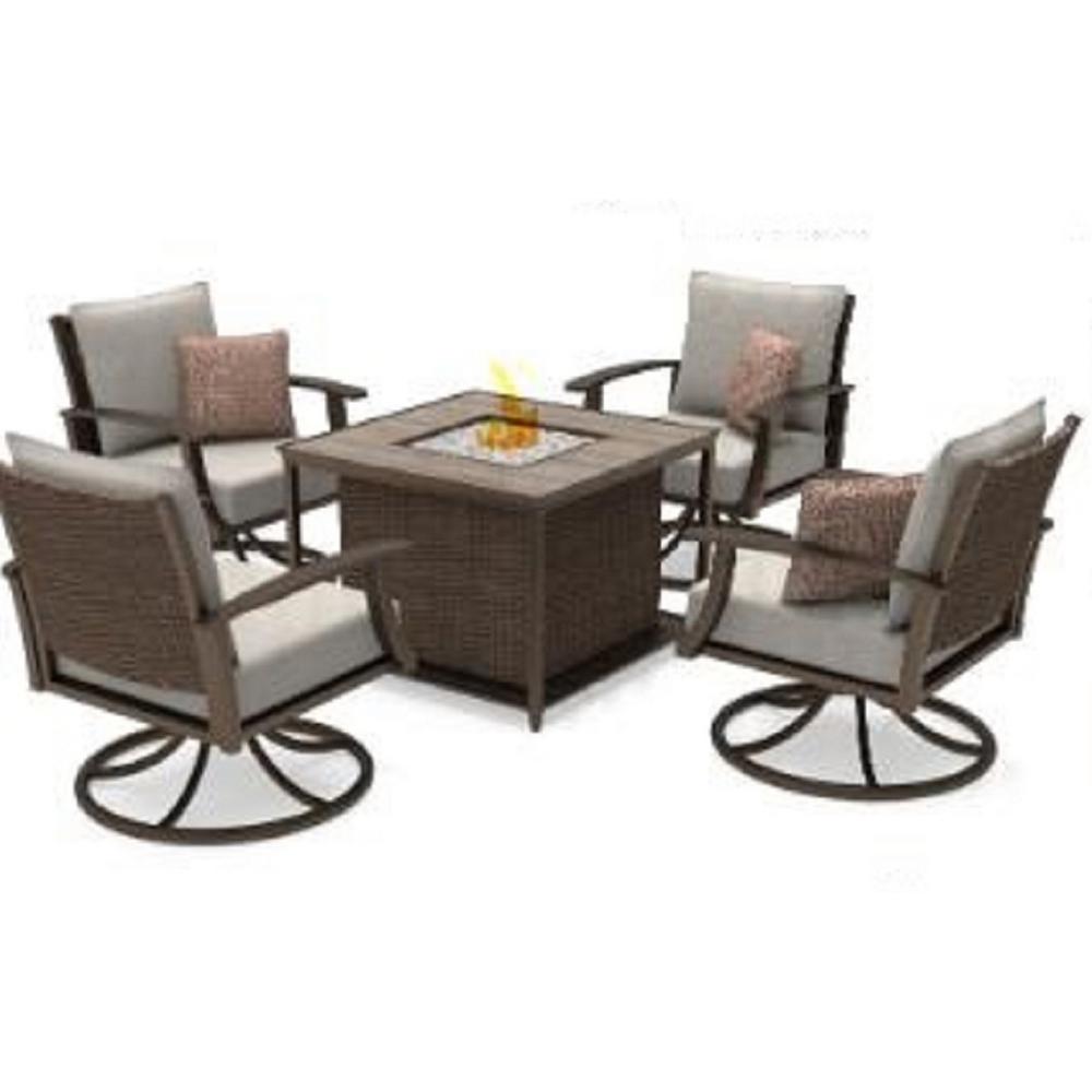 Hampton Bay Fiddler's Creek Removable Cover Metal Outdoor Lounge Chair with Bare Cushions (4-Pack)