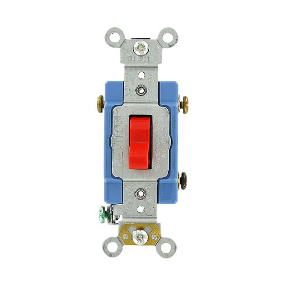 Leviton 15 Amp Industrial Grade Heavy Duty 3-Way Toggle Switch, Red ...