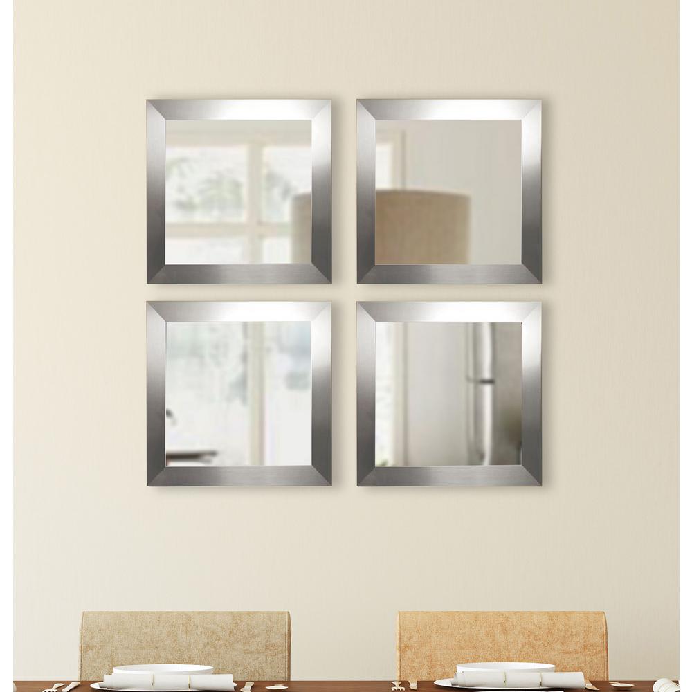 17 5 In X Silver Wide Square Wall Mirrors Set Of 4 S003s Silver Wide Square Wall Mirrors Set Of 4