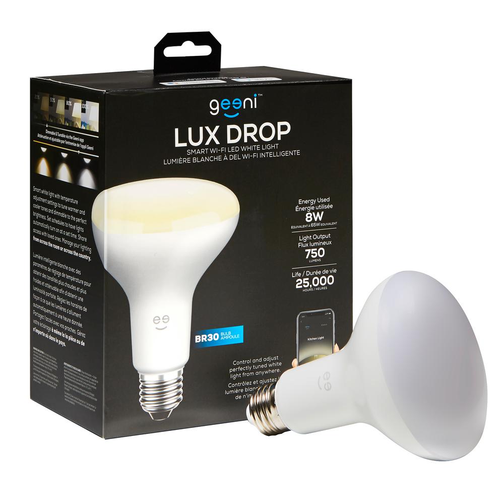 Geeni Light Bulbs Lighting The Lux Drop 65w Equivalent Warm White Br30 Smart Dimmable And Adjule Led Light Bulb