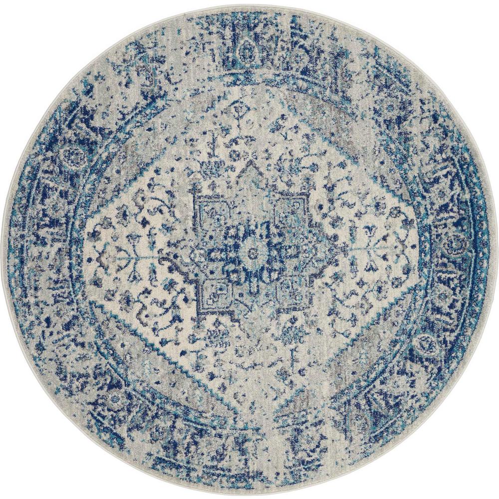 Nourison Tranquil TRA06 Blue and White 5' Round Persian Area Rug485342