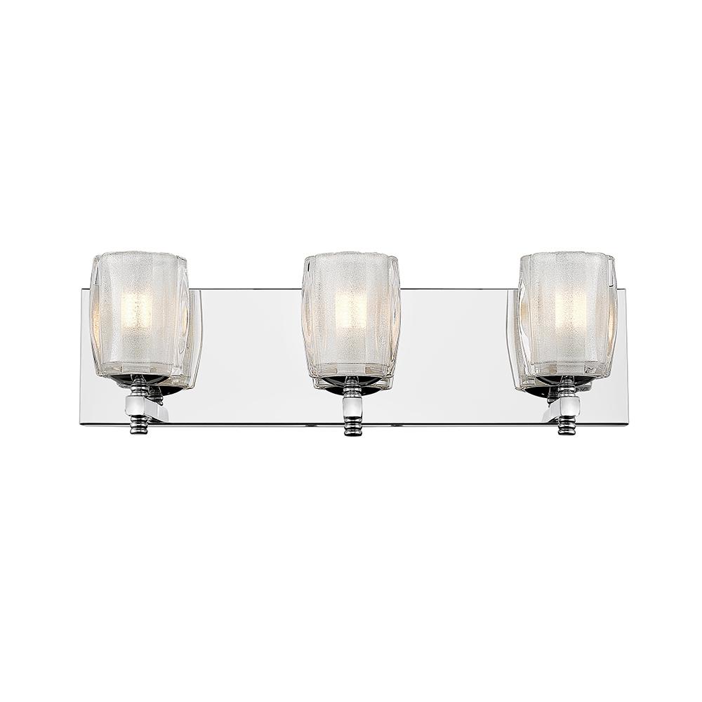 Ove Decors Bei Iii 3 Light Chrome Mirror And Sanded Glass Led Vanity Light Bar Va Bei319 Chrho The Home Depot