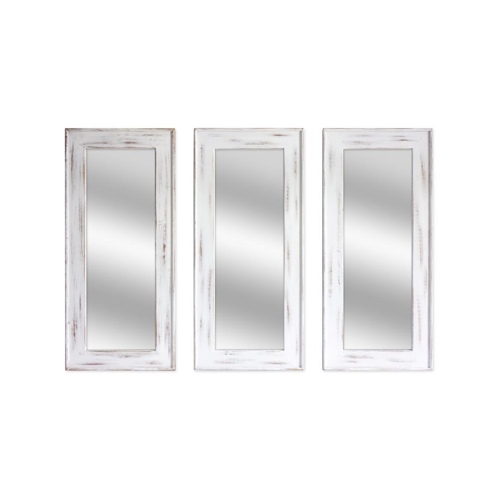 Unbranded Murray 35 In Distressed White Wall Mirror Set Of 3 Distressed White Wall Mirror Set Of 3