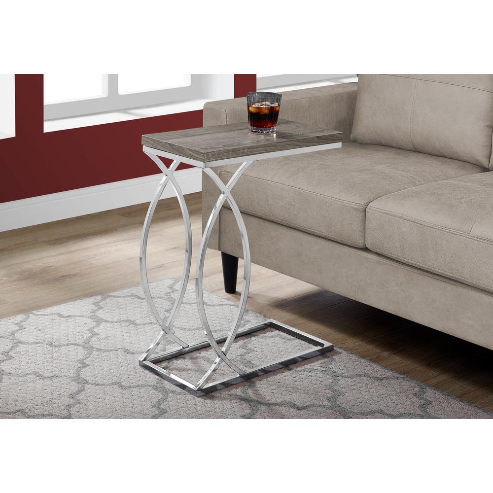 Taupe End Table With Metal Base