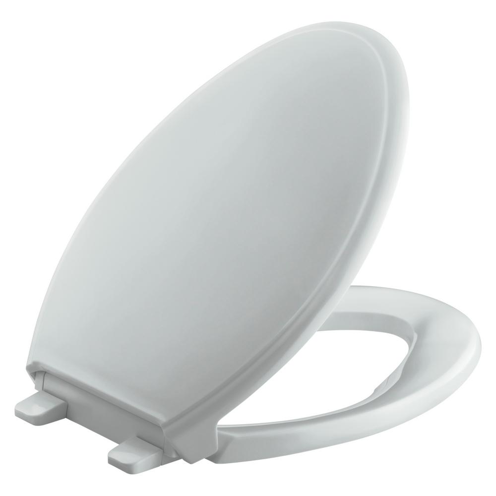 Kohler Grip Glenbury Q3 Elongated Closed Front Toilet Seat In Glenbury Quiet Close Elongated Toilet Seat With Grip Pers In Ice Grey