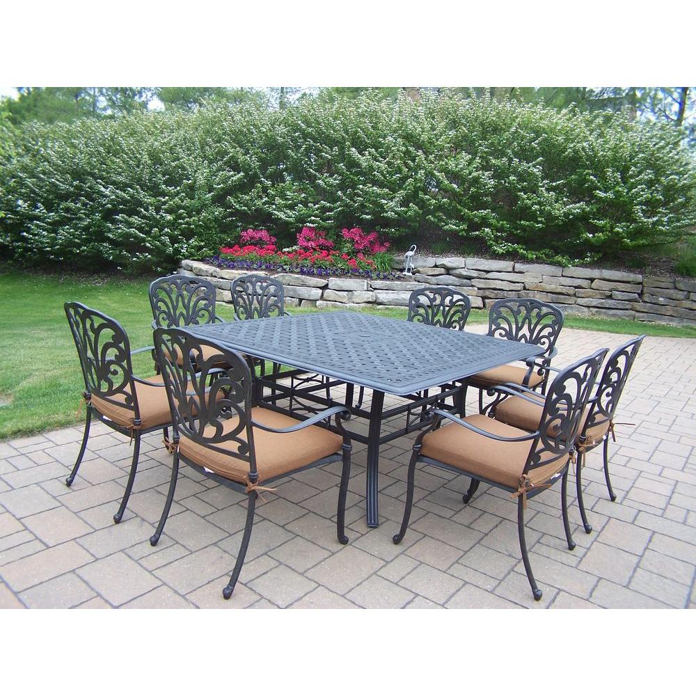 Oakland Living Cast Aluminum 9 Piece Square Patio Dining Set With