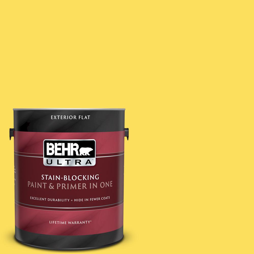 BEHR ULTRA 1 gal. 380B5 Neon Light Flat Exterior Paint and Primer in