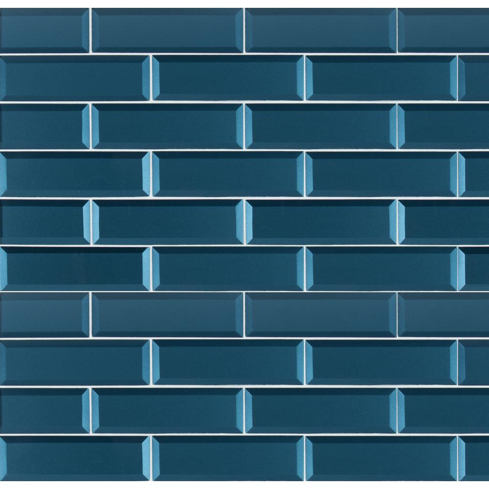 Bathroom Wall Gl Tile The Home Depot Tahiti Blue Beveled 2 5 In X 9 8mm Gl Wall Tile