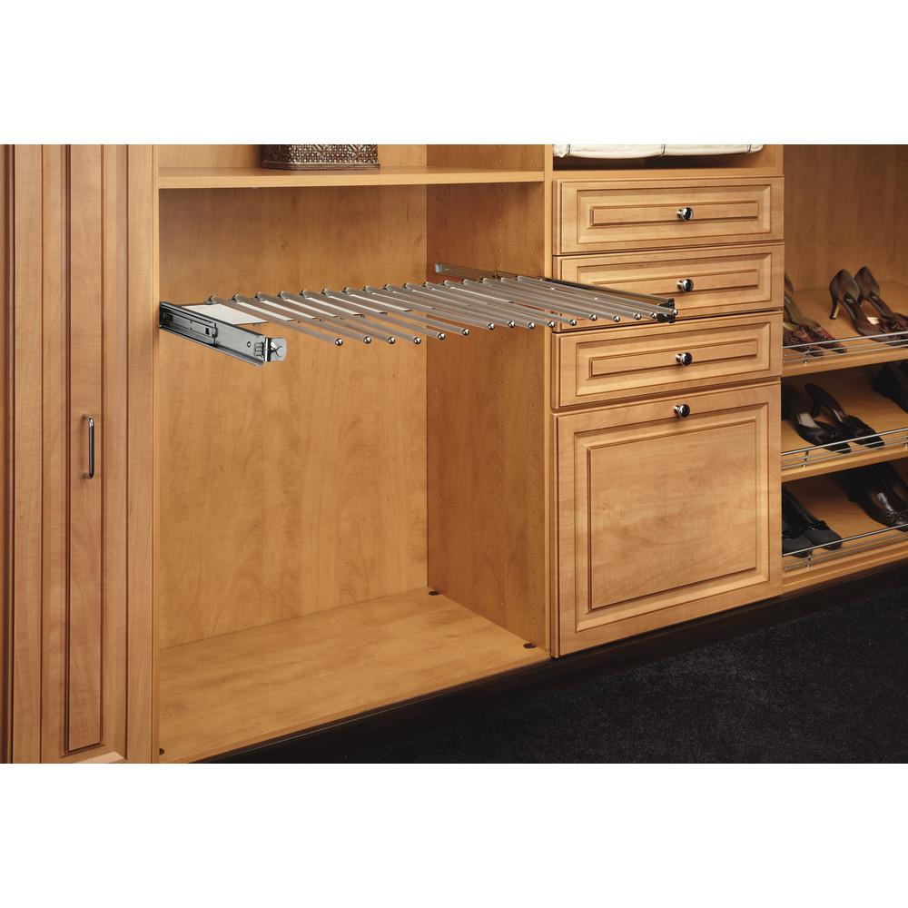 Rev A Shelf 29 75 In X 3 In Chrome Pull Out Pants Garment Rack