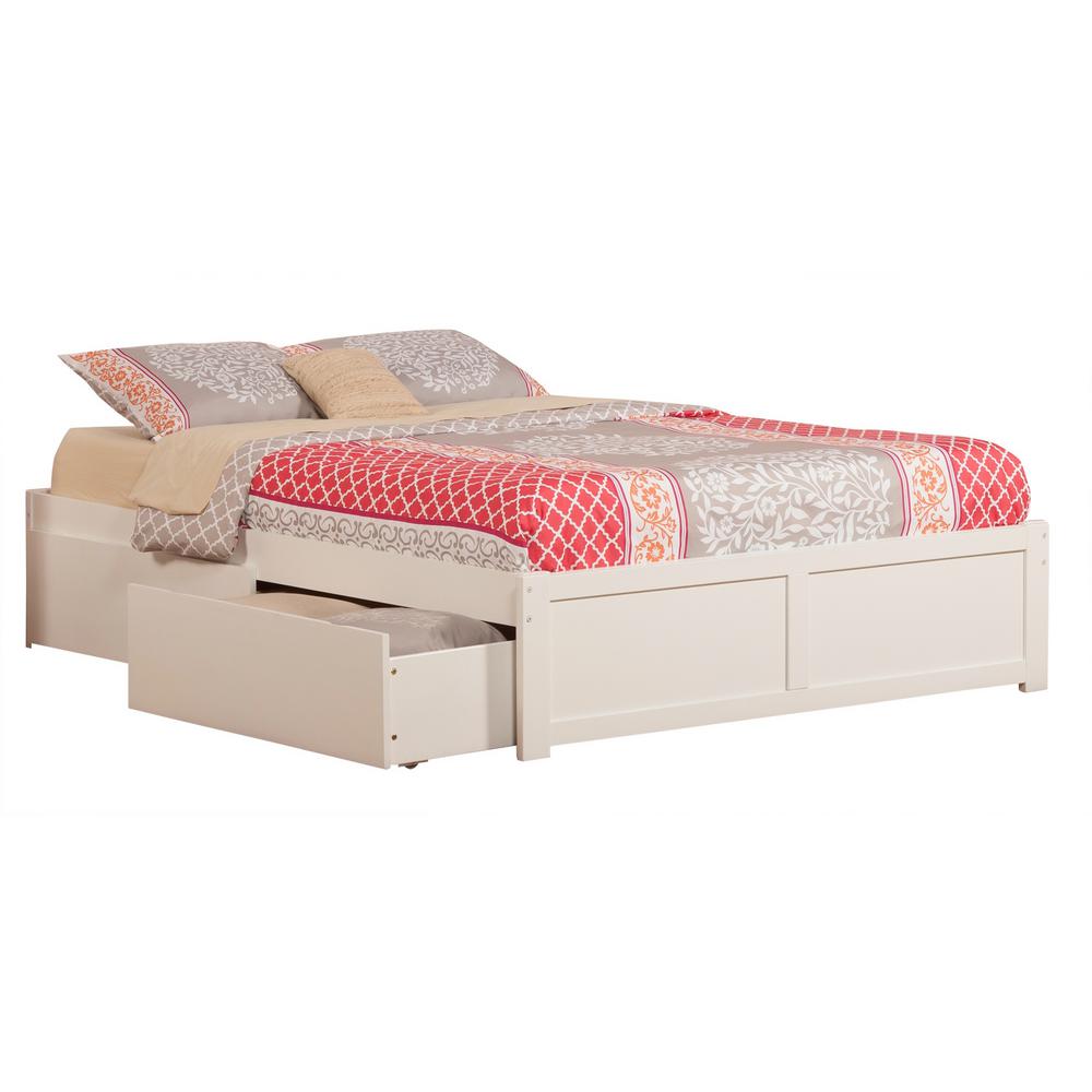 Atlantic Furniture Concord White Queen Platform Bed with Flat Panel
