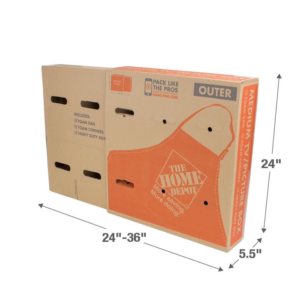 The Home Depot 24 In L X W 34 D Wardrobe Moving Box Heavy Duty Medium Adjule Tv And Picture Moving Box With Handles