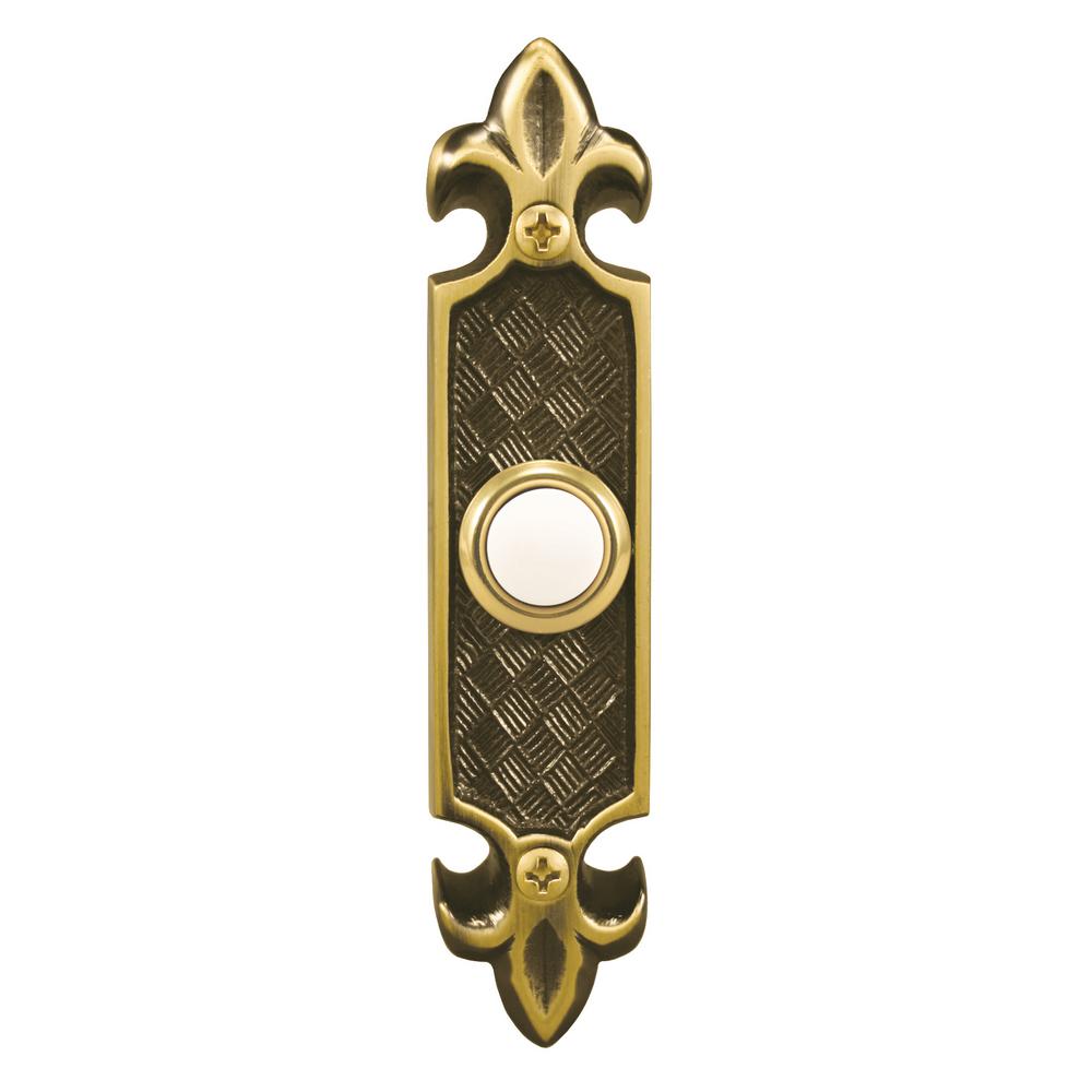 Heath Zenith Wired Lighted Door Bell Push Button, Antique Brass by Heath Zenith