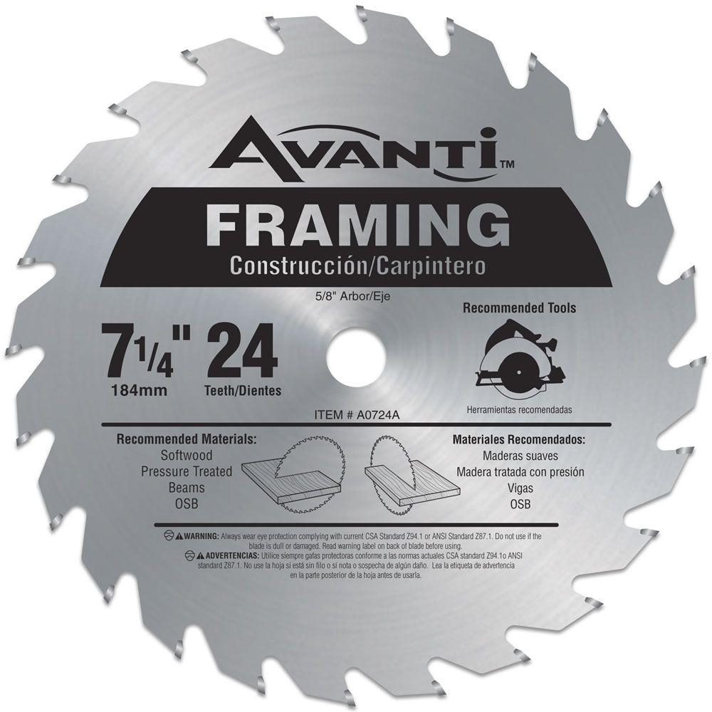 Avanti 7-1/4 in. D X 5/8 in. Carbide Tipped Steel Framing Saw Blade 24 teeth 1 pk