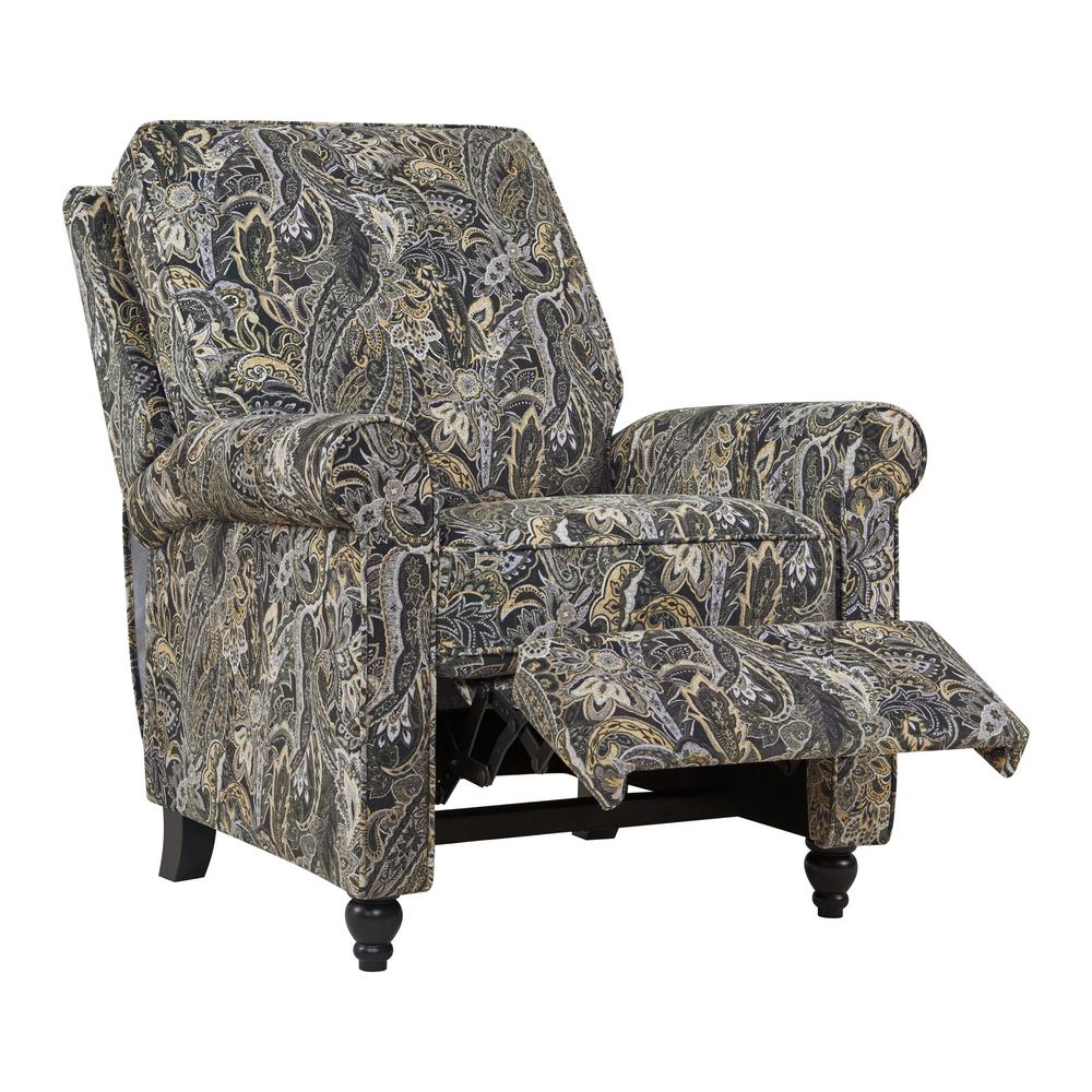 Wood Recliners Chairs The Home Depot Multi Gray Paisley Velvet Push Back Recliner Chair