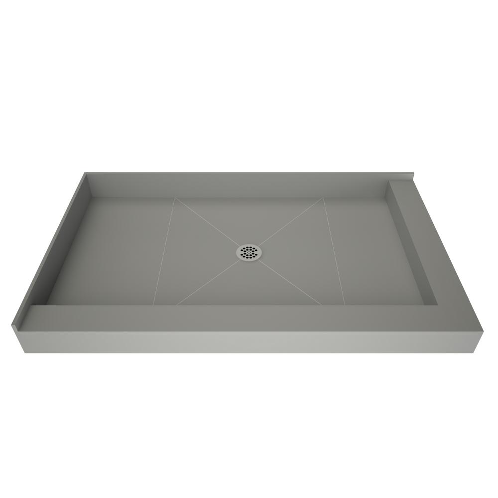 Redi Base 32 In X 48 Double Threshold Shower With Center Drain Gray