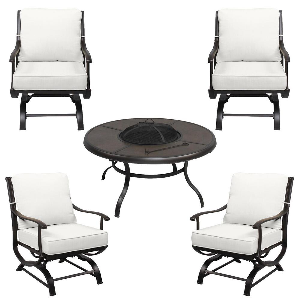 Hampton Bay Redwood Valley Black 5 Piece Steel Outdoor Patio Fire