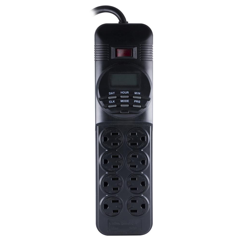 Defiant Black Timers Wiring Devices Light Controls The 15 Amp 7 Day Indoor Digital Timer With 8 Power Strip Black