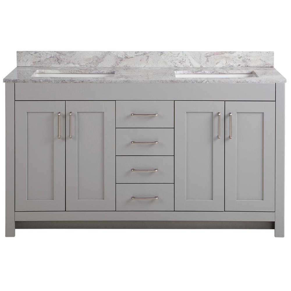 Home Decorators Collection Westcourt 61 In W X 22 D Bath Vanity Sterling Gray With Stone Effect Top Winter Mist White Sink Wt60p2v10 St The Depot - 61 Inch Double Sink Vanity Top Home Depot Home Decorators Collection Westcourt 61 In W X 22 D Bath Vanity Sterling Gray With Stone Effect Top Winter Mist White Sink Wt60p2v10 St The Depot - 61 Inch Double Sink Vanity Top Home Depot