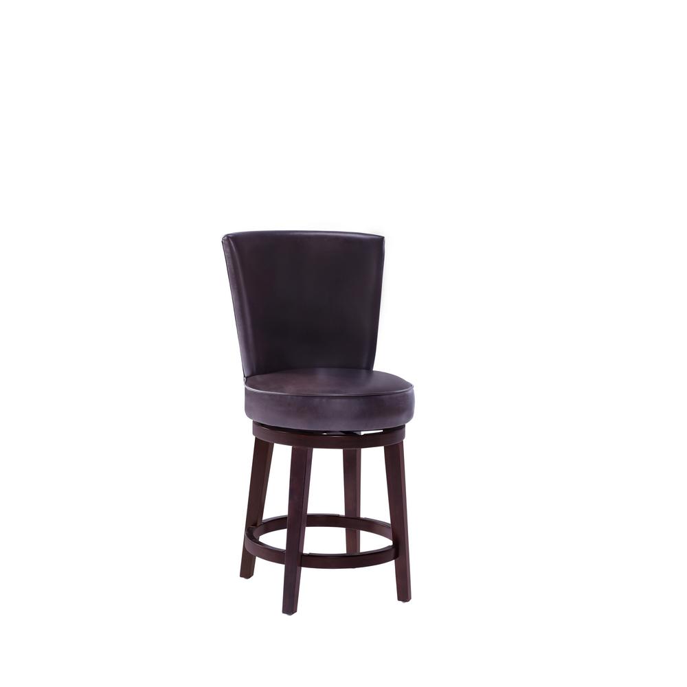 Homefare Upholstered 24 In Swivel Counter Stool In Chocolate Brown Ds A107 502 181 The Home Depot