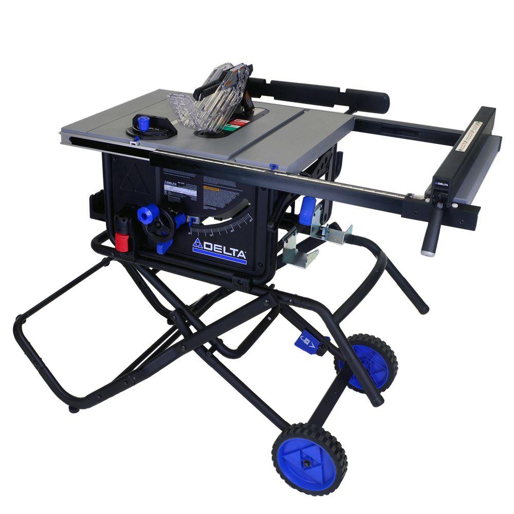 15 Amp 10 in. Left Tilt 30 in. Portable Jobsite Table Saw with Folding Stand