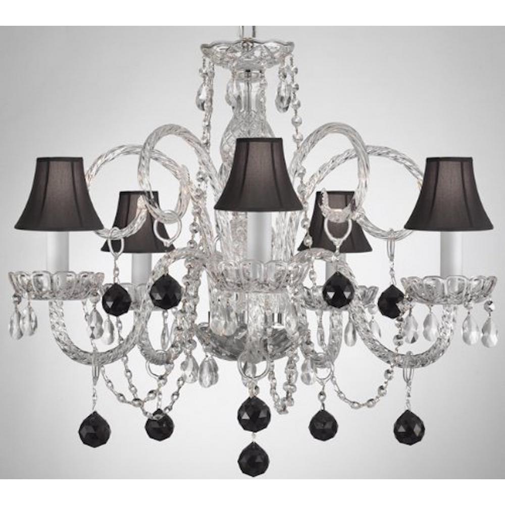 Clear Black Chandeliers Lighting The Home Depot Empress Crystal 5 Light Clear Chandelier With Black Shades And