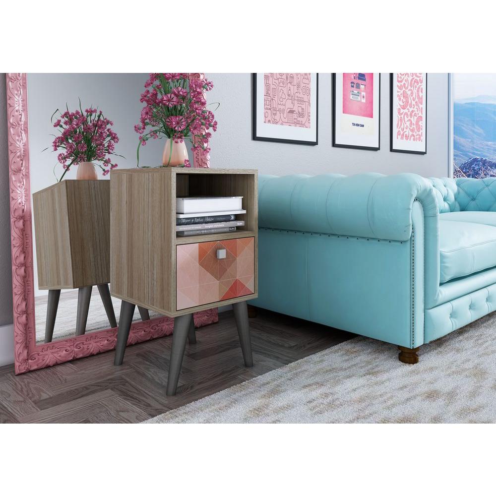 Manhattan Comfort Abisko Oak And Multi Colored Side Table 1amc127 Abisko Oak And Multi Colored Side Table