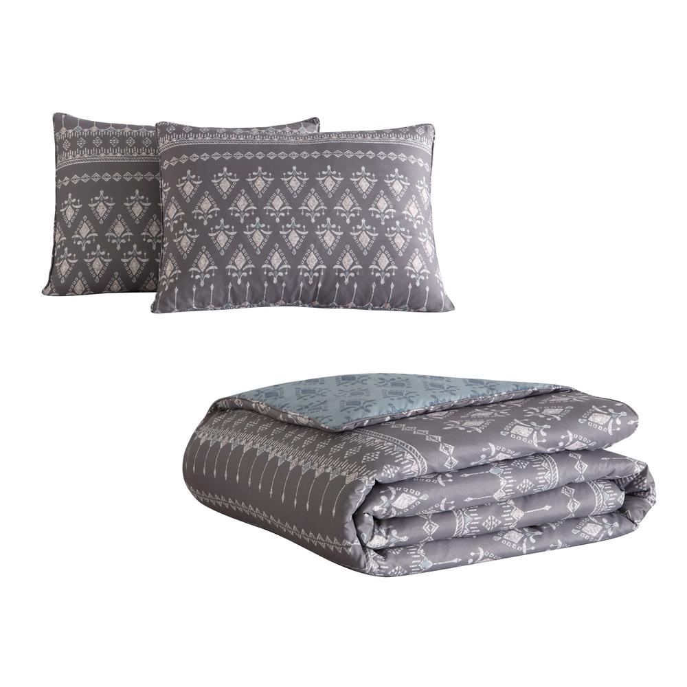 Morgan Home Danika Blue And Grey Geometric Print Full Queen