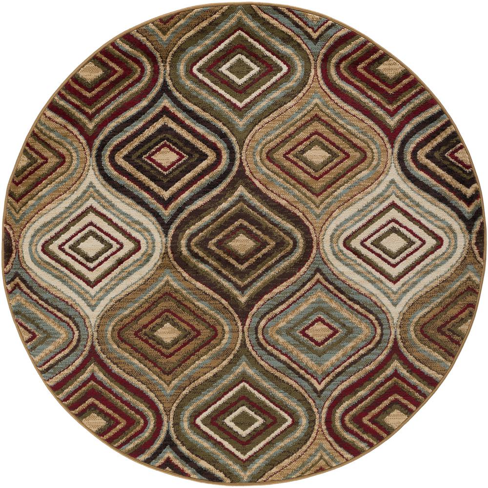 Tayse Rugs Hampton Contemporary Beige 8 ft. Round Area RugHMP5721 8RND