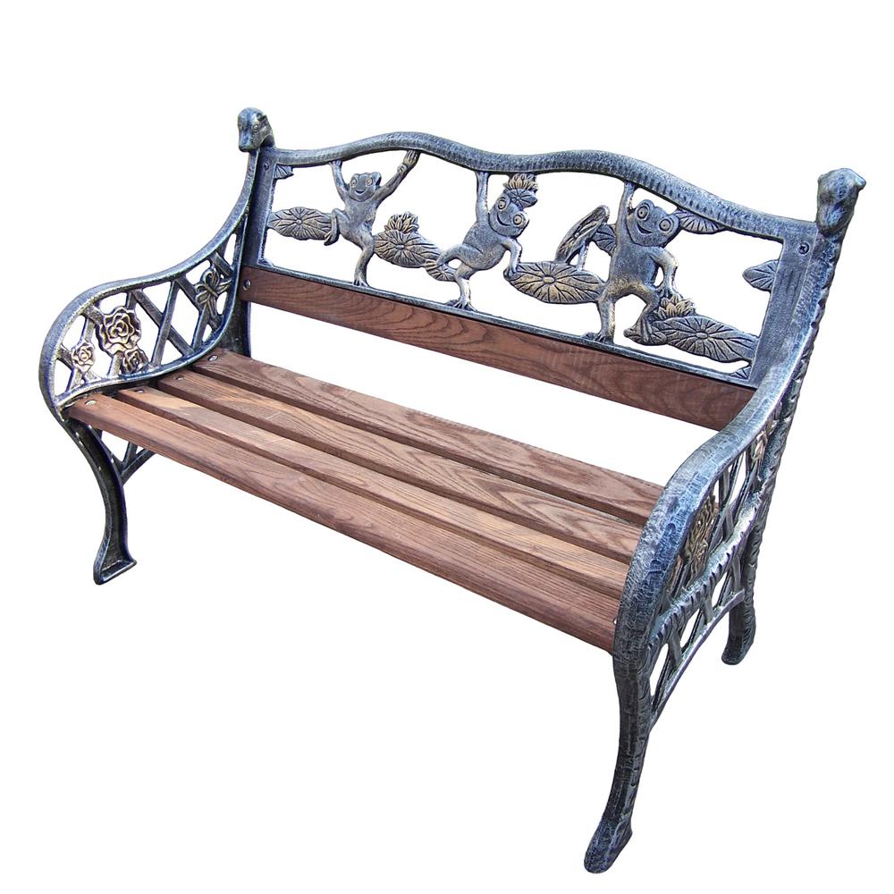 Garden Decorative Bench With Frog Design Hd6009 Ap The Home Depot Garden Decorative Bench With Frog Design