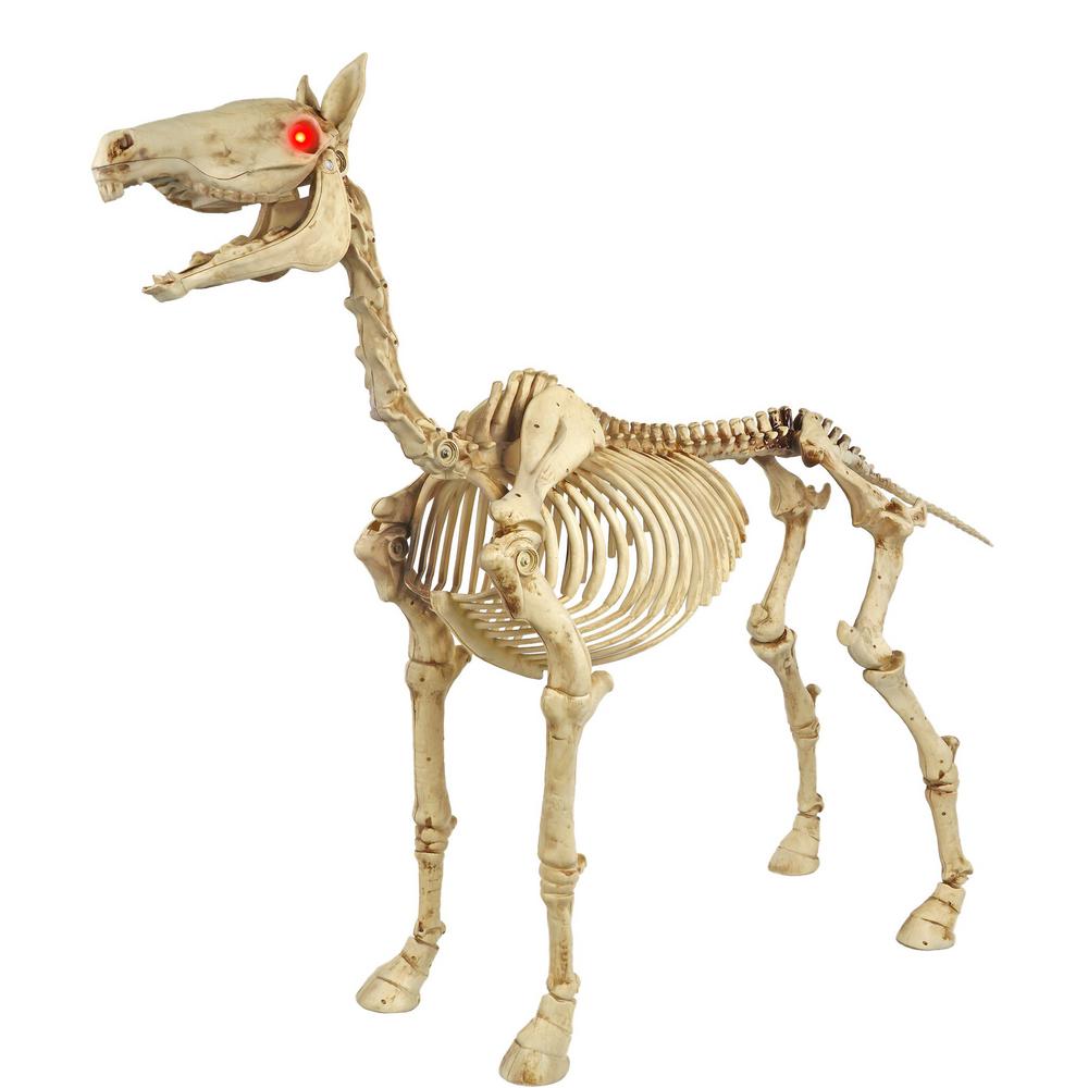 52 In. Standing Skeleton Horse Red LED Eyes Sound Effects