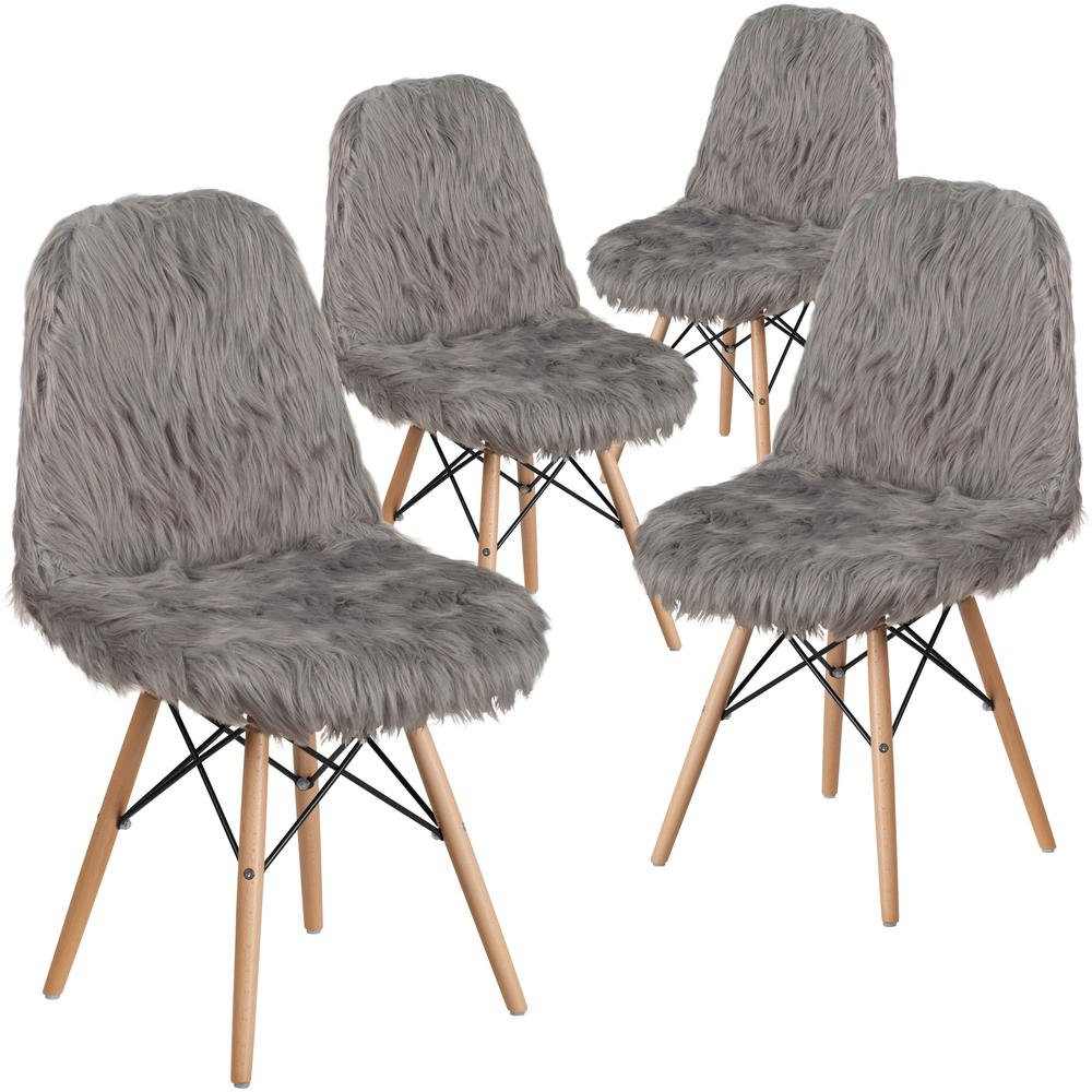 Carnegy Avenue Charcoal Gray Furry Chair Set Of 4 Cga Dl 225908 Ch Hd The Home Depot