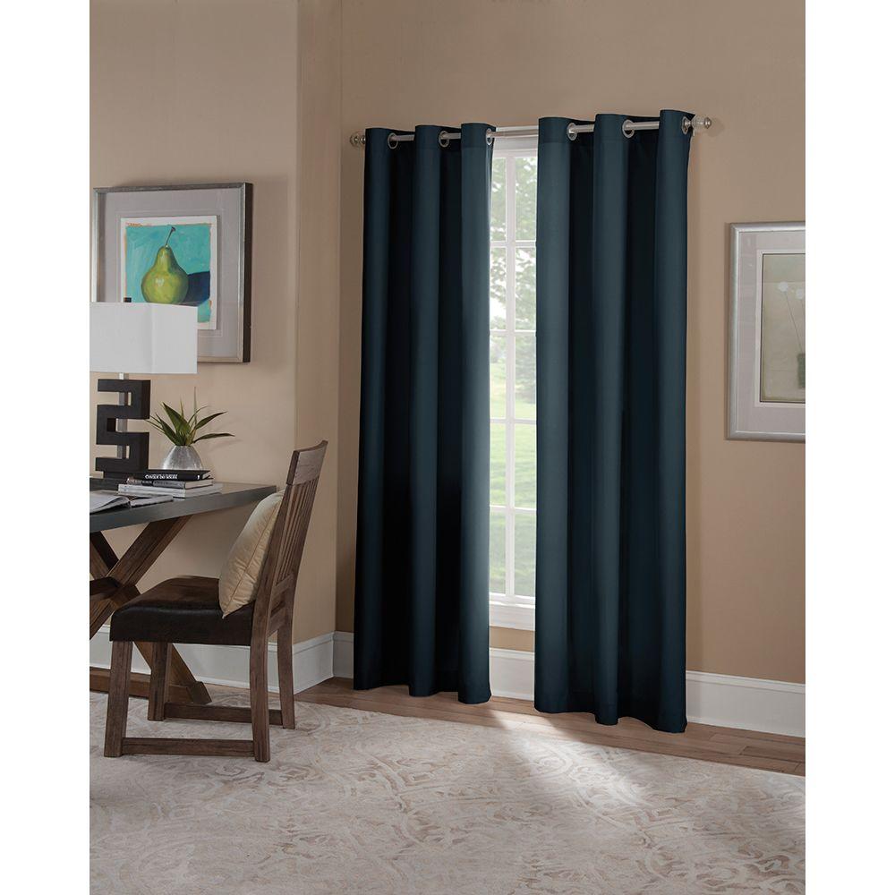 Solaris Microfiber Blackout Window Panel In Navy 42 In W X 108