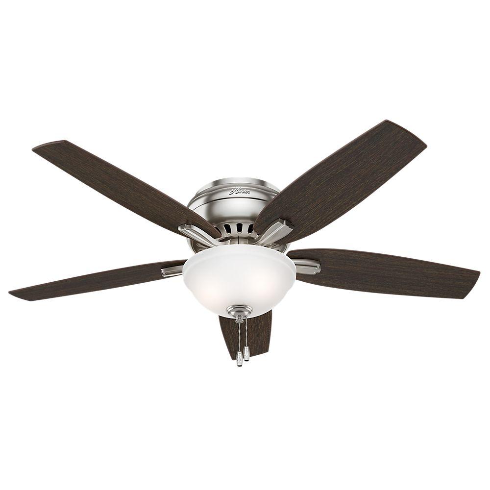 Hunter Newsome 52 In Indoor Brushed Nickel Bowl Light Kit Low Indoor Brushed Nickel Bowl Light Kit Low Profile Ceiling Fan 53315 The Home Depot