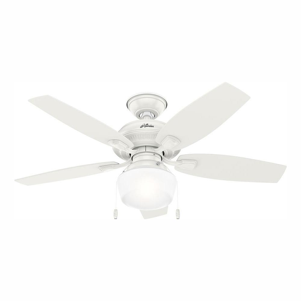 Hunter Cote 46 In Led Indoor Outdoor Fresh White Ceiling Fan With Light Kit 52174 The Home Depot