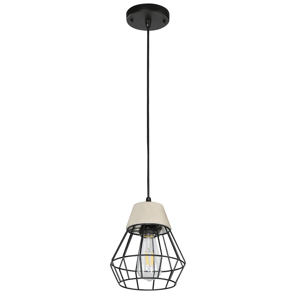 Ciment 1 Light Black And Cement Pendant Fixture