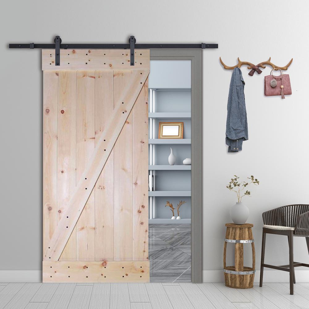 Calhome 30 In X 84 In Z Bar Unfinished Wood Sliding Diy Barn