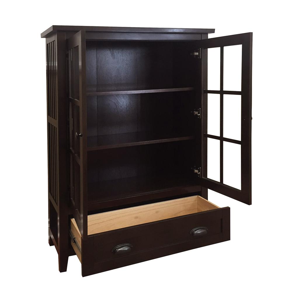 Donnieann Brookdale Dark Walnut Accent Cabinet With Glass Window
