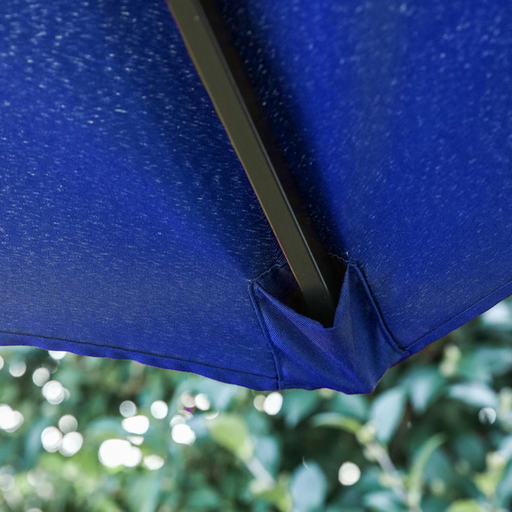 Patio Festival 9 X 15 Ft Steel Market Patio Umbrella In Blue Pf18259 The Home Depot