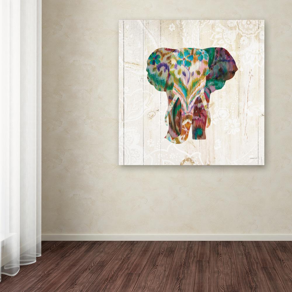 Trademark Fine Art 35 In X 35 In Boho Paisley Elephant Iii By Danhui Nai Printed Canvas Wall Art Wap01455 C3535gg The Home Depot
