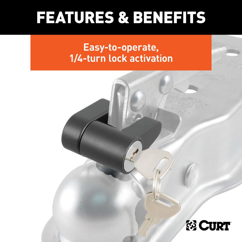 CURT Coupler Lock (1/4" Pin, 3/4" Latch Span, Padlock, Black)23521 The Home Depot