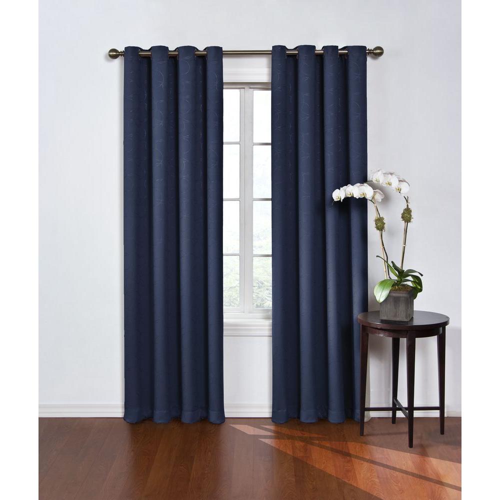 Eclipse Round And Blackout Window Curtain Panel In Navy 52 Eclipse Round And Blackout Window Curtain Panel In Navy 52 W X 84 L 13703052084nvy The Home Depot