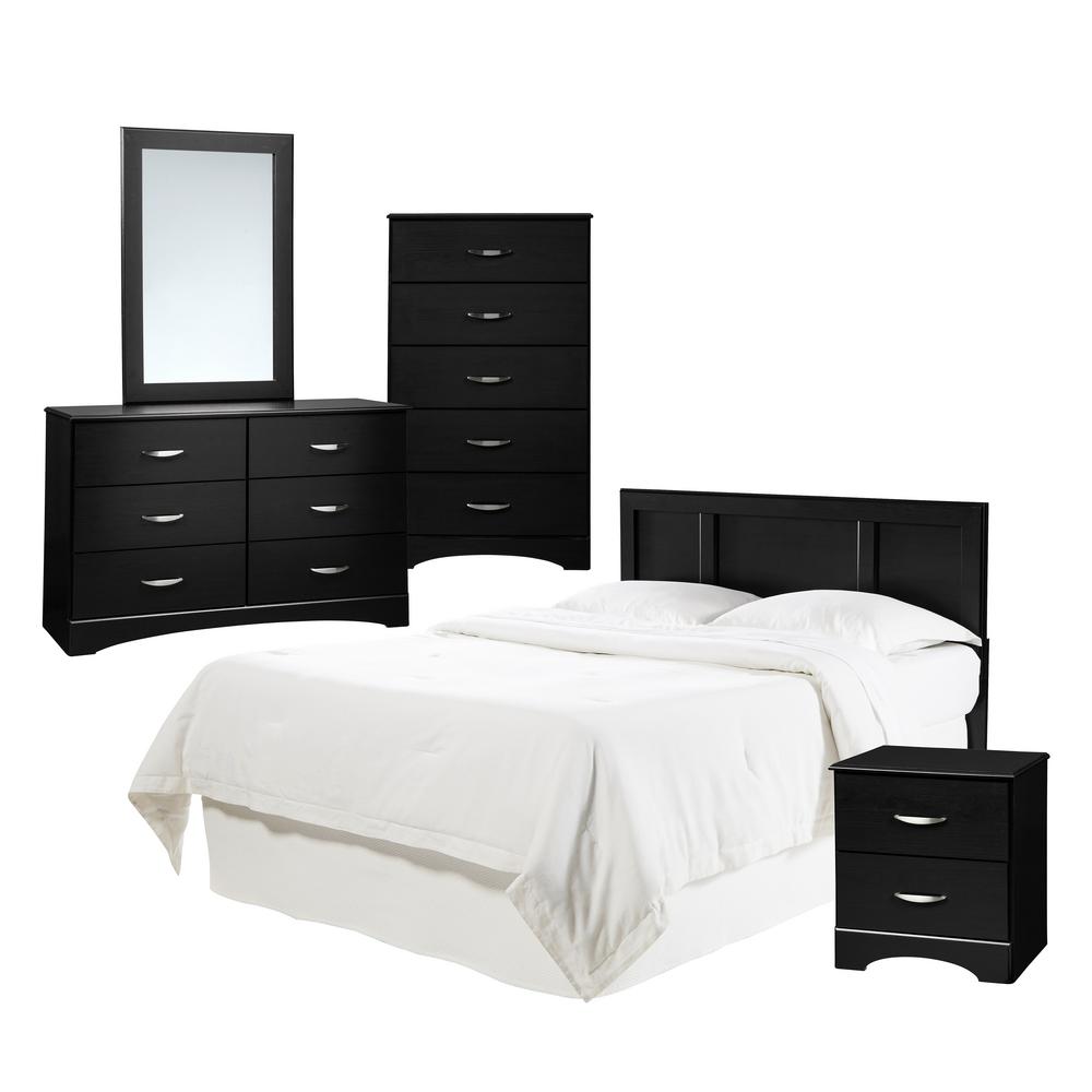 American Furniture Classics Five Piece Black Bedroom Set Including