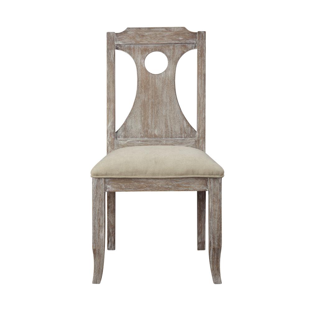 Acme Furniture Colette White Fabric And Reclaimed Gray Oak Side Acme Furniture Colette White Fabric And Reclaimed Gray Oak Side Chair Set Of 2
