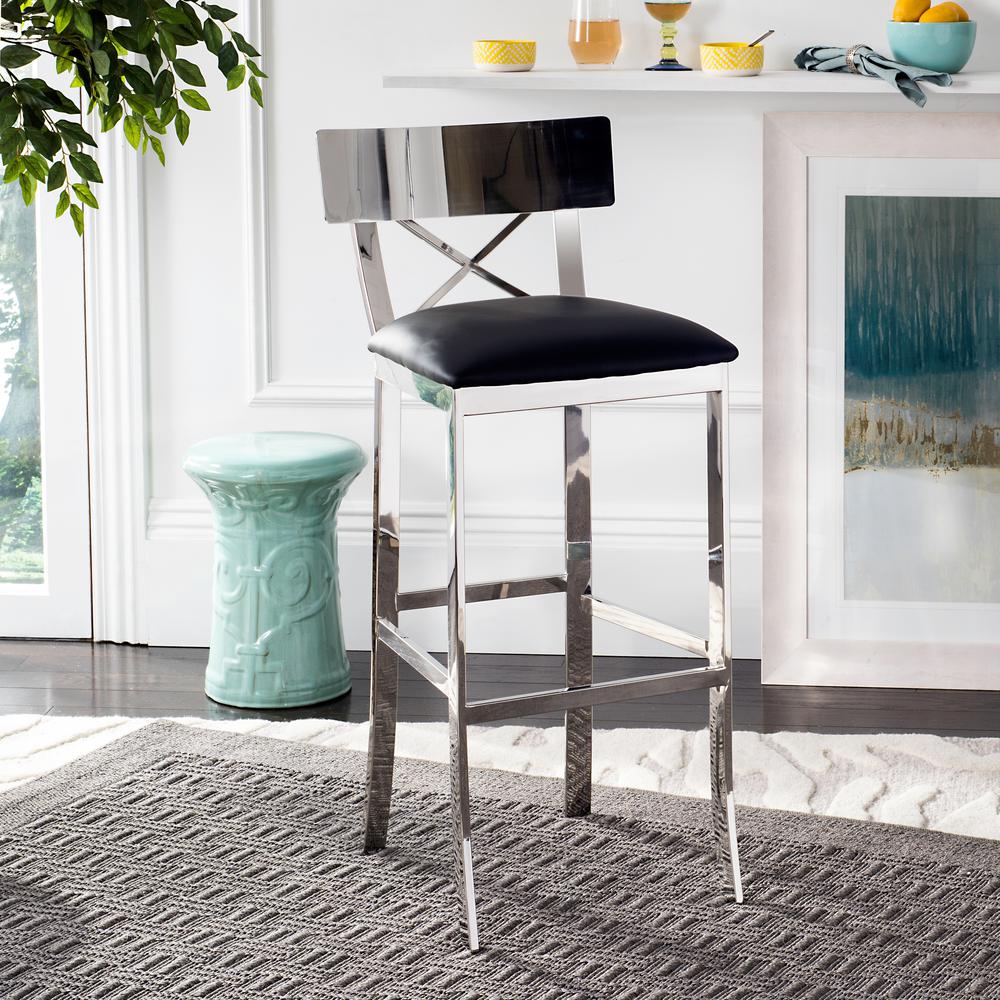 Safavieh Zoey 30 5 In Stainless Steel Cross Back Bar Stool Black Stainless Steel Cross Back Bar Stool In Black