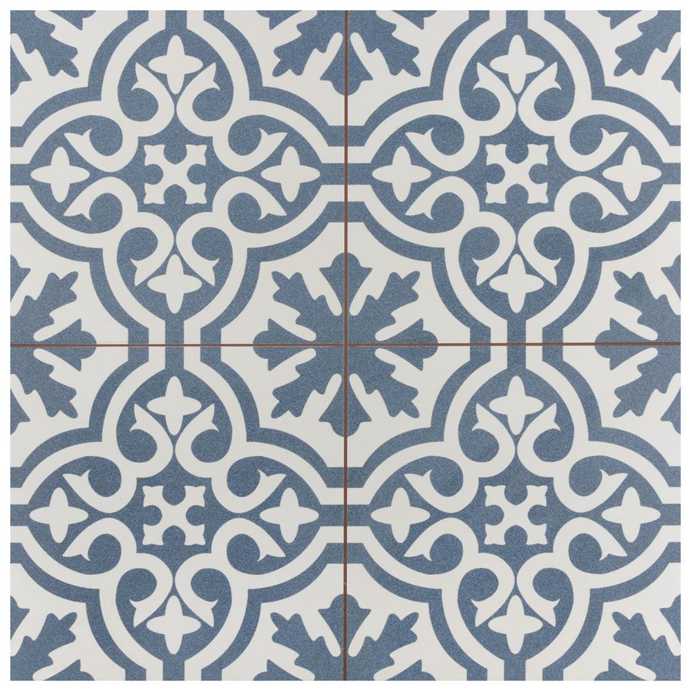 Merola Tile Berkeley Blue Encaustic 17 5 8 In X 17 5 8 In Ceramic Floor And Wall Tile 11 02 Sq Ft Case Fpebrkb The Home Depot