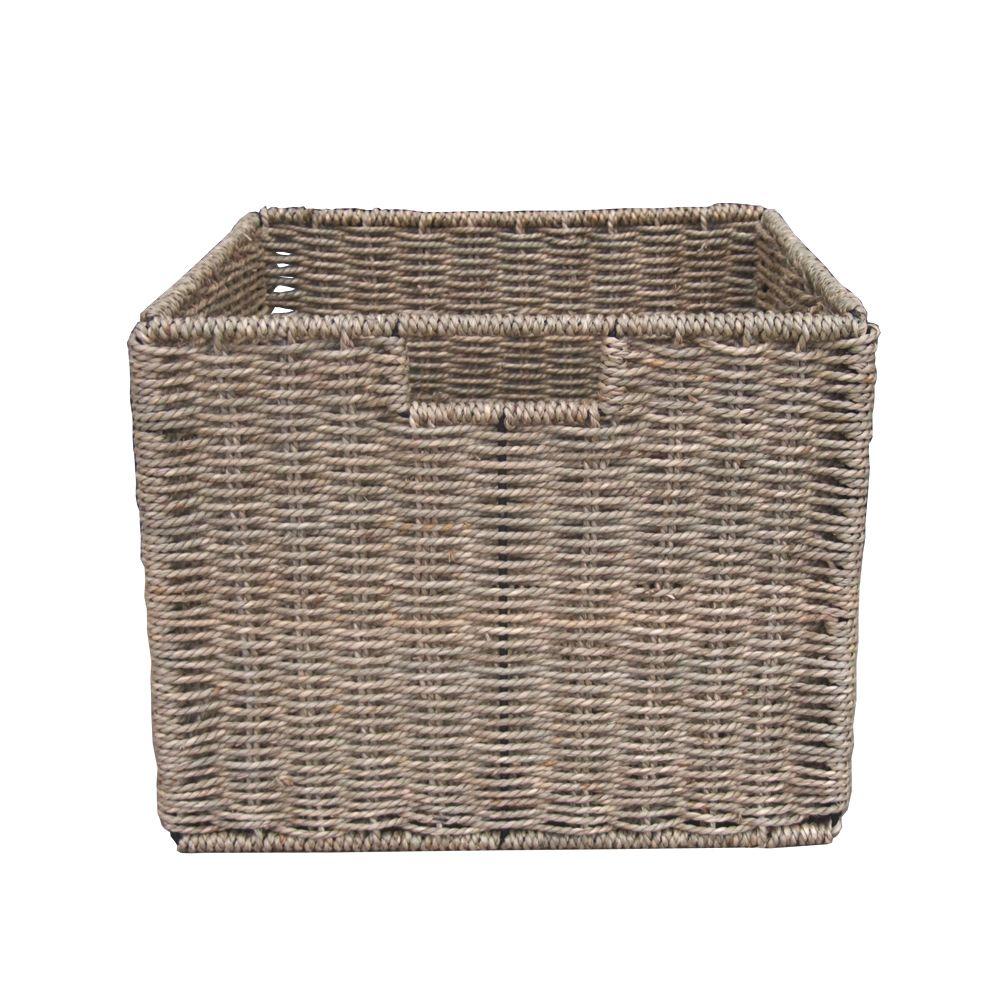 wooden organizer with baskets