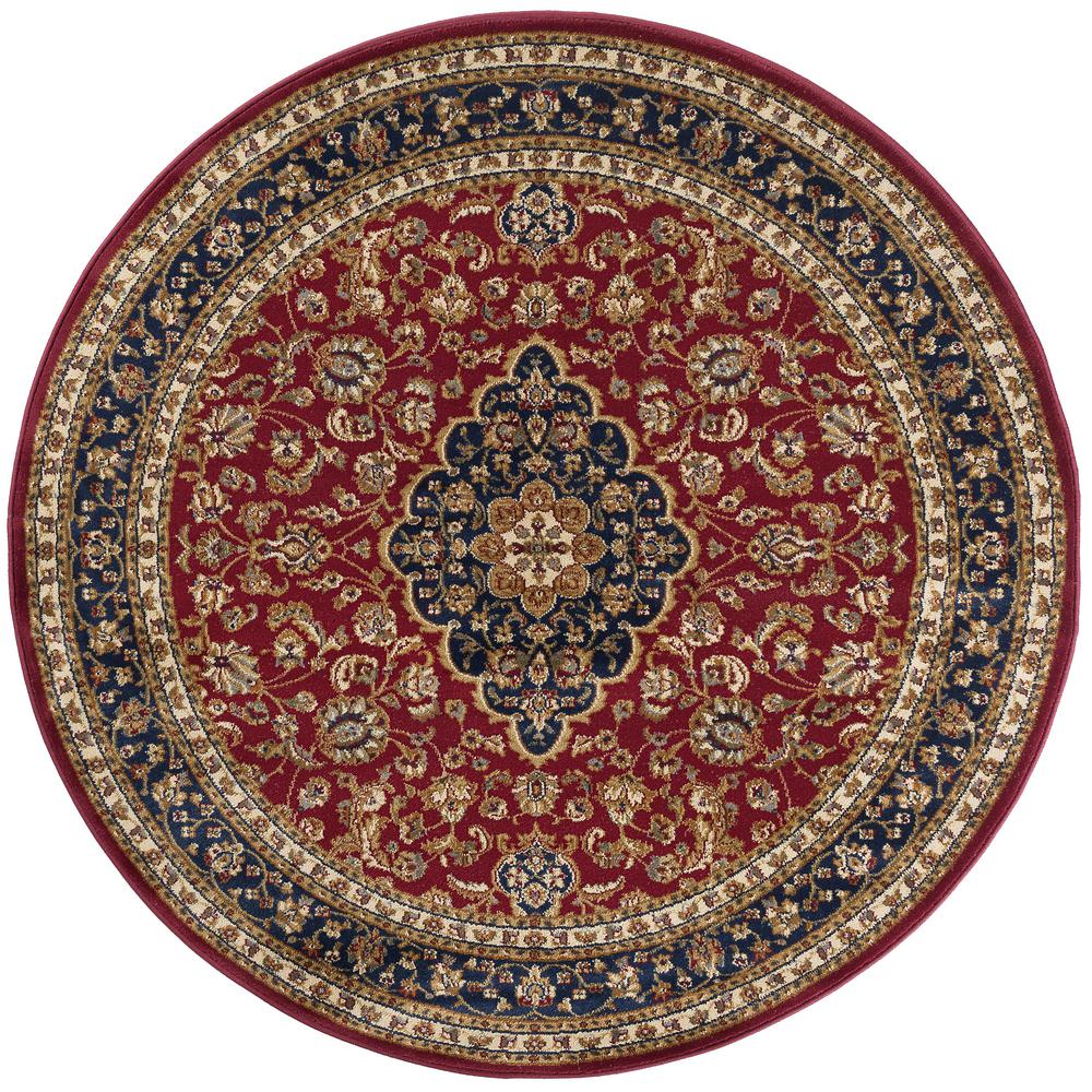 Tayse Rugs Sensation Red 5 ft. Round Traditional Area Rug-4780 Red 6 ...