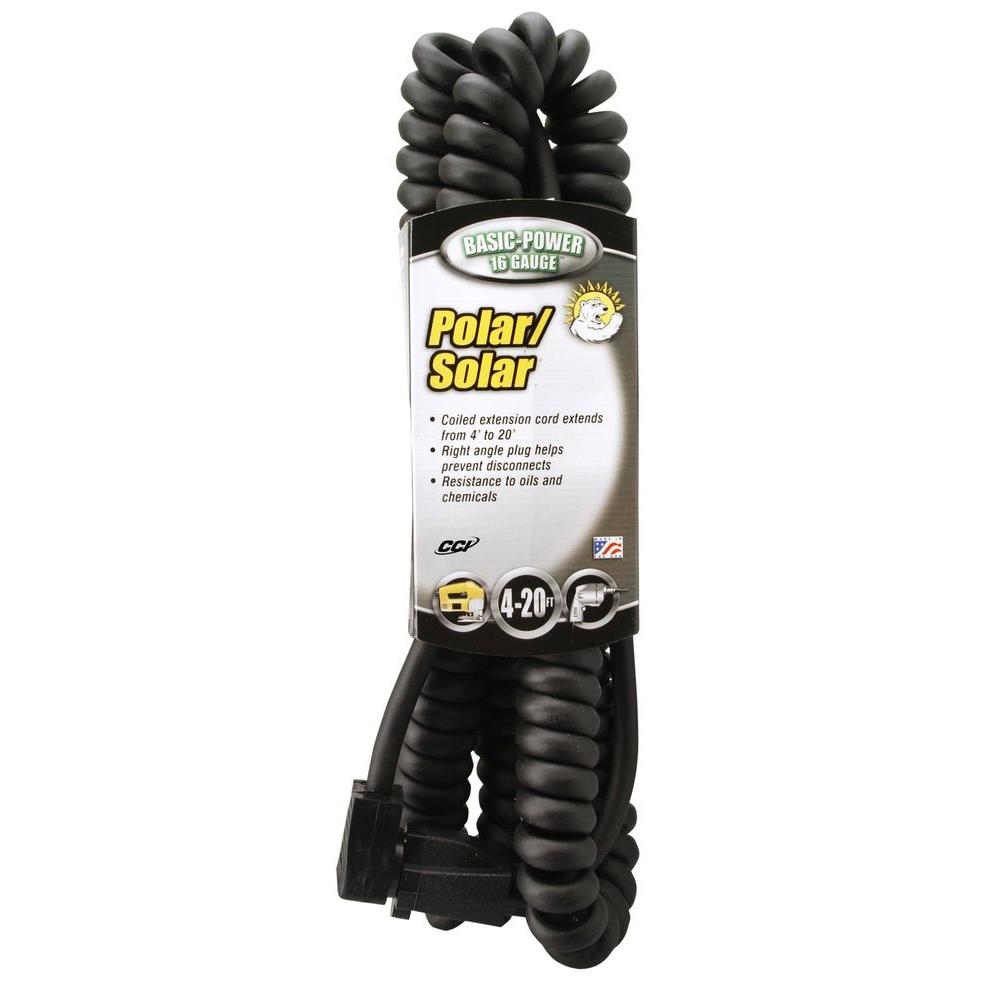 Polar/Solar 20 ft. 16/3 SJEOW Coiled Light-Duty Extension Cord by Polar/Solar